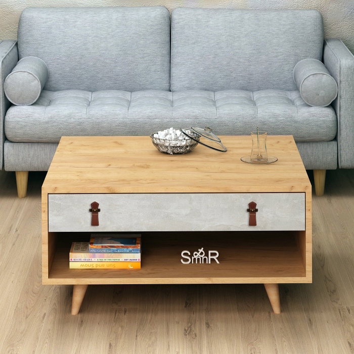 Hanah Home Mesa de Centro Brida Roble y Blanco